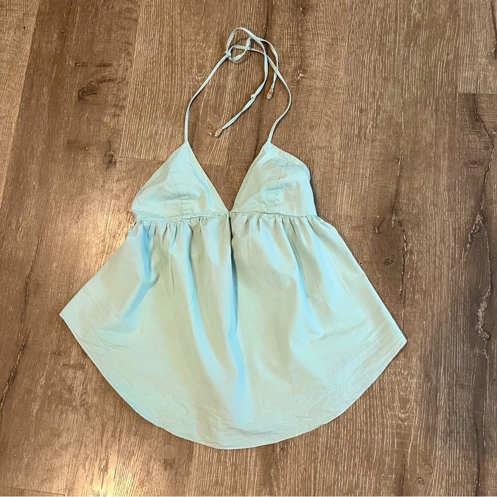Free People Light Aqua Halter Tank Top